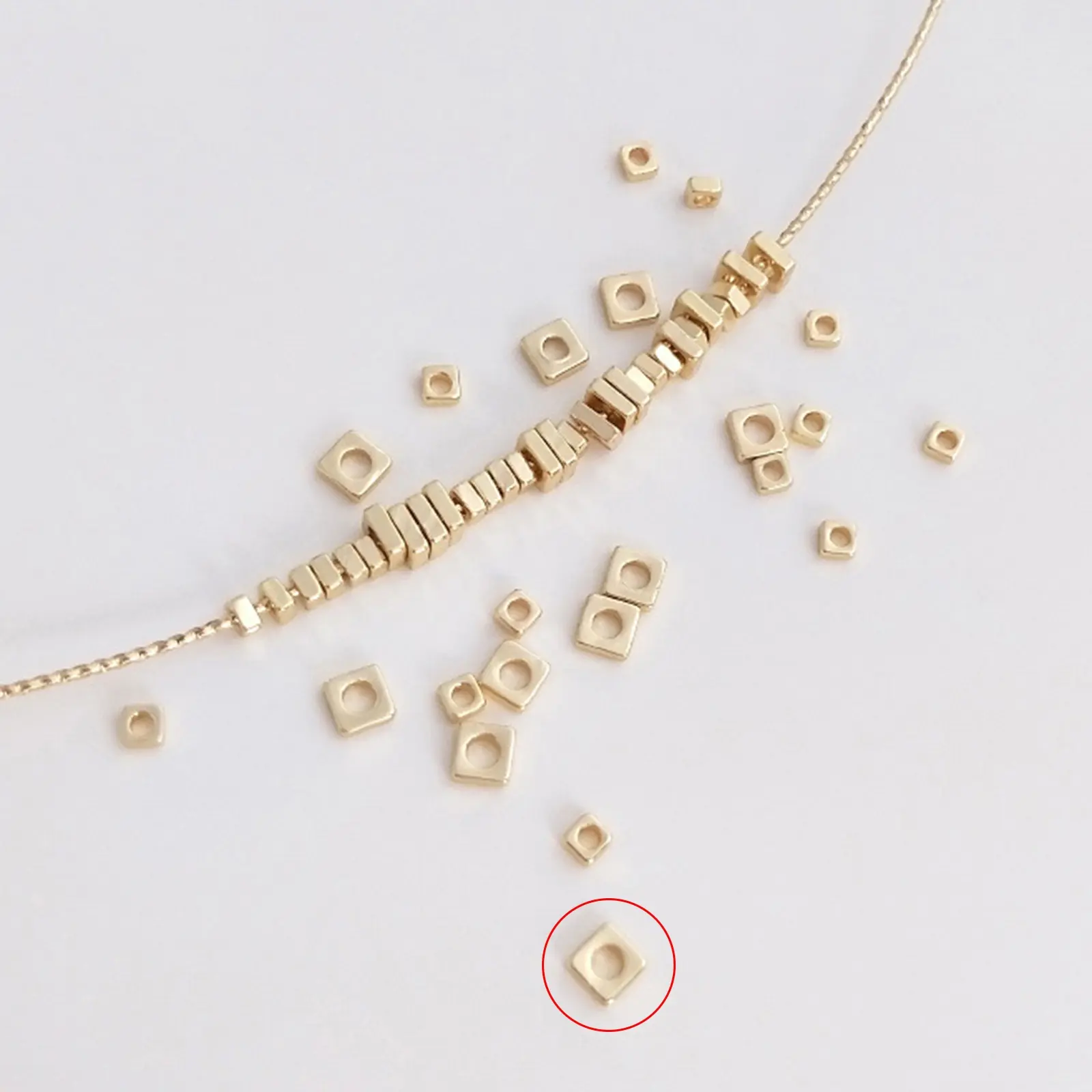 50Pcs Brass Spacer Beads For DIY Bracelet Jewelry Making Findings 14K Real Gold Plated Square Separators Beads Diy Accessories