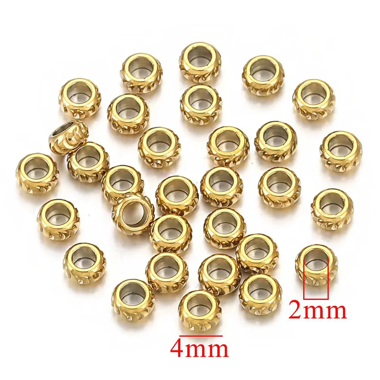 10/20PCS 304 Stainless Steel Beads For DIY Jewelry Making Flat Spacer Beads Round Carved Pattern For Bracelet Diy Jewelry Making