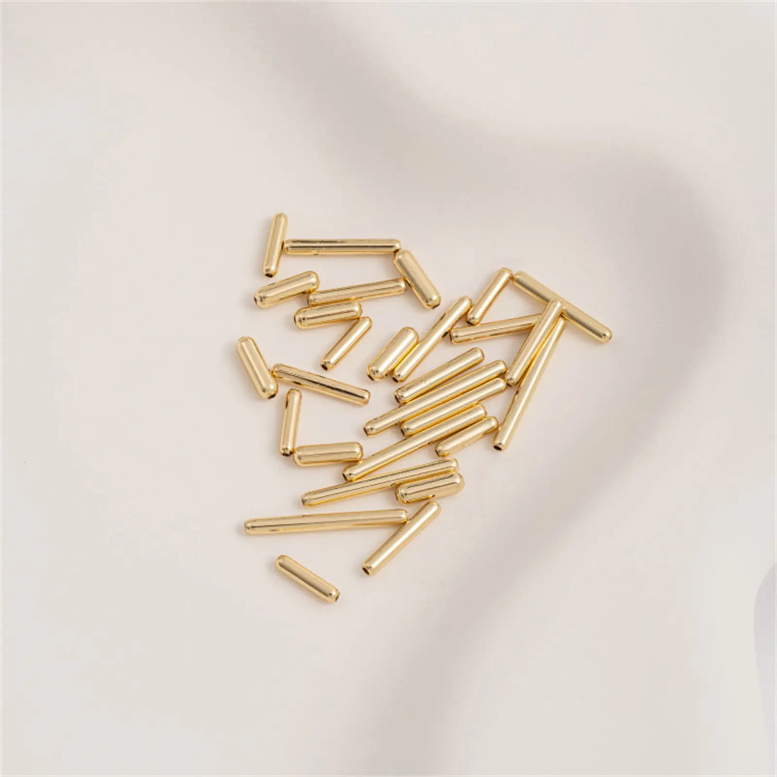 10/20PCS Brass Beads For DIY Jewelry Making 14K Real Gold Plated Long Tube Loose Spacer Bead Necklace Supplies Parts Accessories