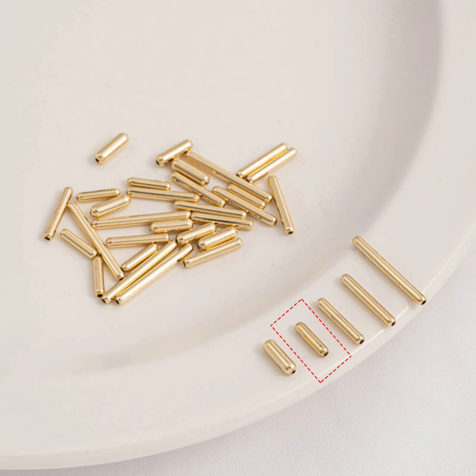 10/20PCS Brass Beads For DIY Jewelry Making 14K Real Gold Plated Long Tube Loose Spacer Bead Necklace Supplies Parts Accessories