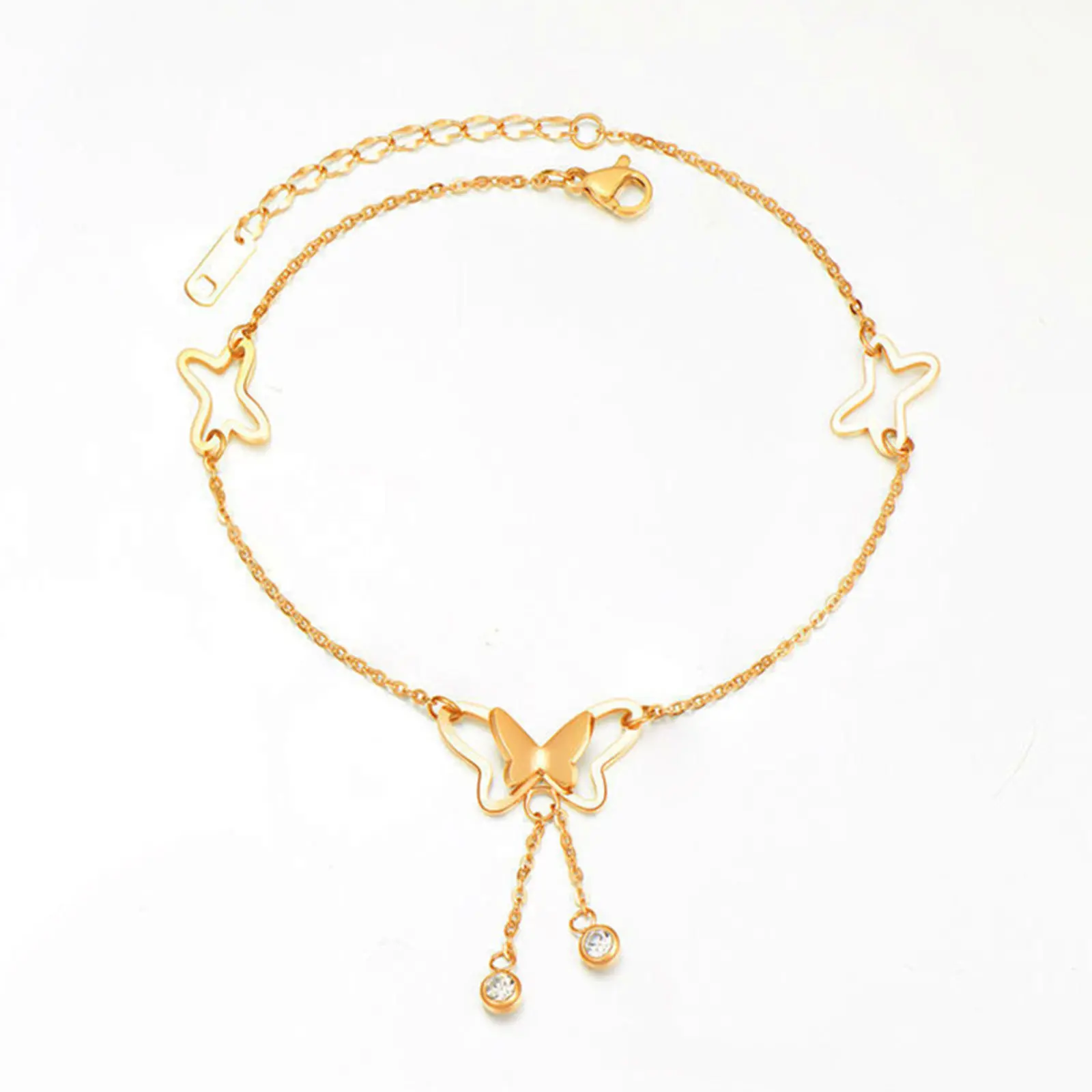 304 Stainless Steel Stylish Link Chain Anklet Gold Color Barefoot Sandals For Women On Foot Ankle Bracelets 21cm(8 2/8") long