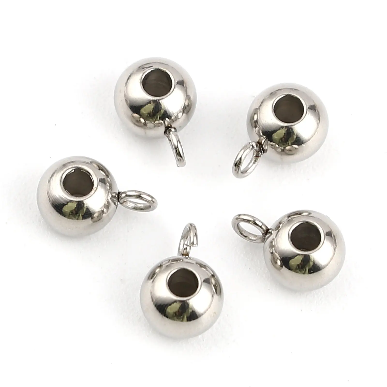20Piece 304 Stainless Steel Beads Bails Spacer Beads For Jewelry Making Diy Bracelet Necklace Silver Color Bails Beads 6mm Dia.