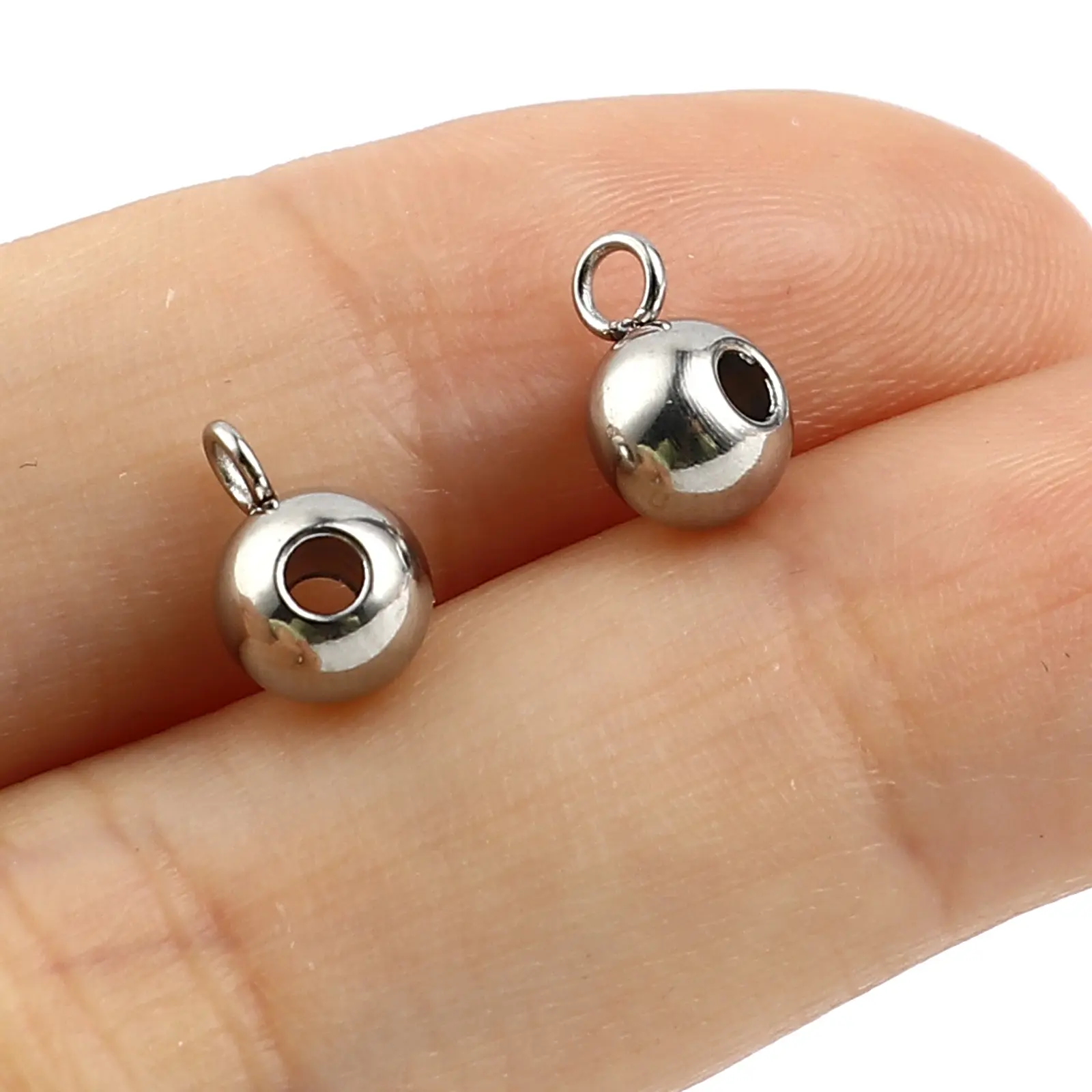 20Piece 304 Stainless Steel Beads Bails Spacer Beads For Jewelry Making Diy Bracelet Necklace Silver Color Bails Beads 6mm Dia.