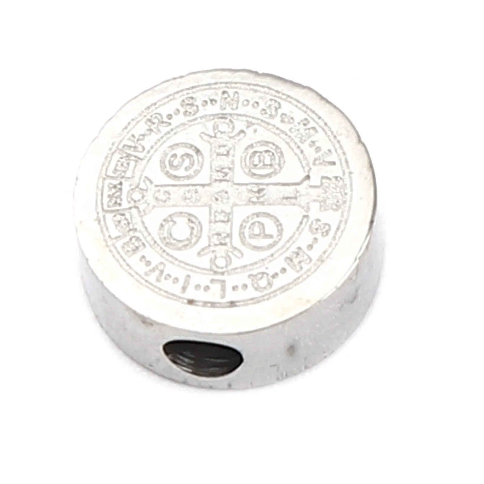 2 PCs 304 Stainless Steel Beads Jesus Cross Pattern Loose Spacer Beads for Jewelry Making Bracelet DIY Accessories Craft