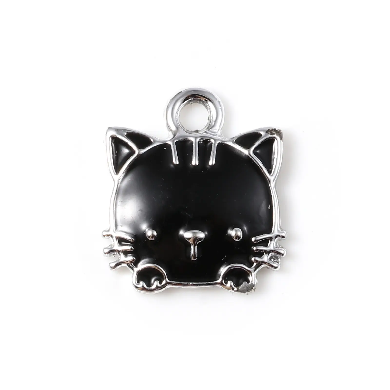10 Piece Cute Charms Cat Animal Enamel Zinc Based Alloy Pendants DIY Making Earrings Necklace Women Jewelry 15mm x 13mm