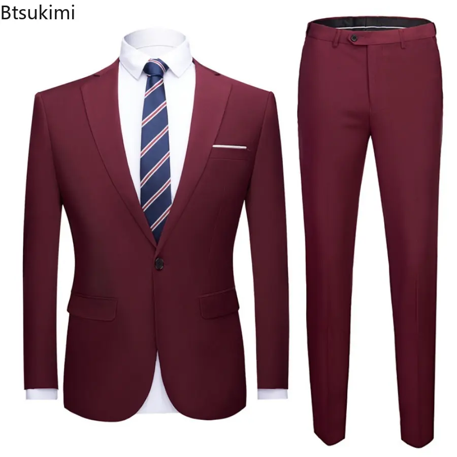 High End Wedding Suits for Men Sets 2025 Elegant Blazers Formal 2 Piece Sets Suit Coat Pants Classic Business Sets Oversized 6XL