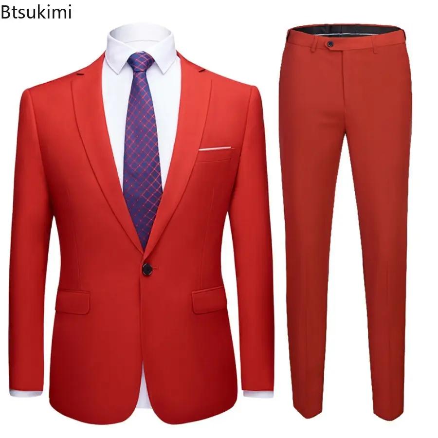High End Wedding Suits for Men Sets 2025 Elegant Blazers Formal 2 Piece Sets Suit Coat Pants Classic Business Sets Oversized 6XL