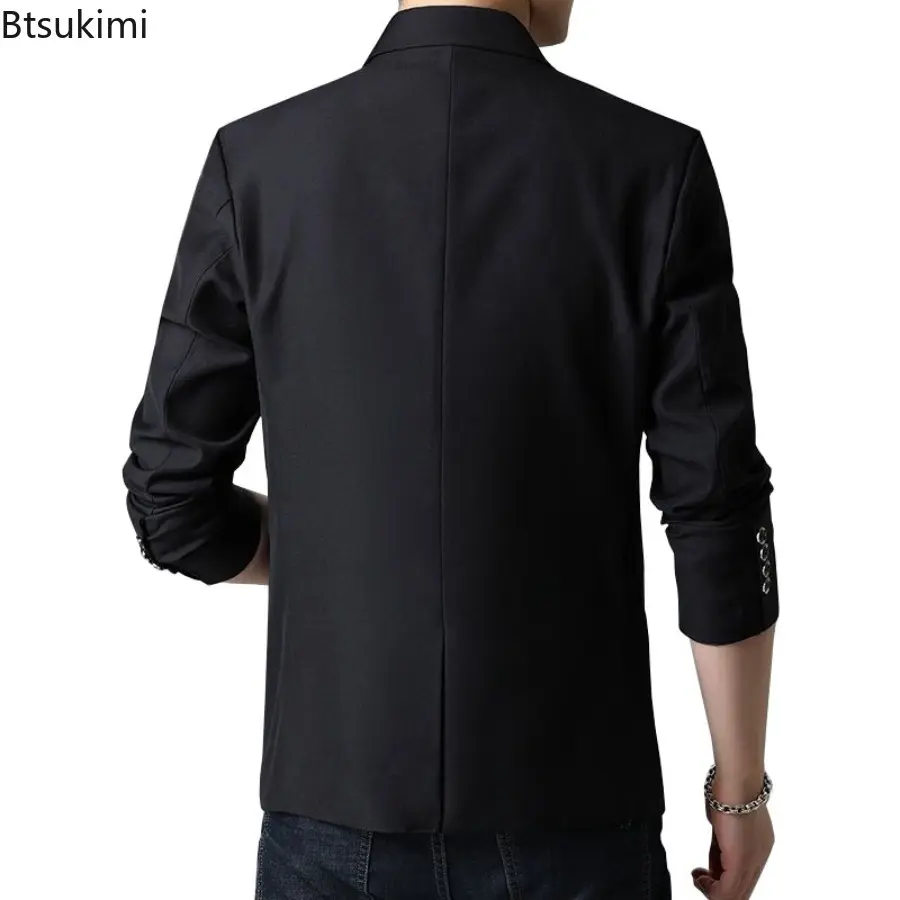2025 Spring Autumn Men Thin Coat Men's Suit Jacket Solid Color Casual Suit Korean Fashion Slim Fit Formal Business Suit Jacket