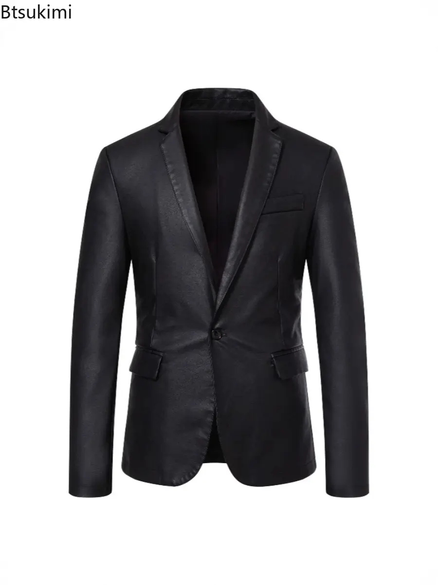 Spring Autumn Fashion Slim Fit Men's Leather Jacket Casual Style Dress Coat Jackets Male Foreign Trade Motorcycle Leather Coats