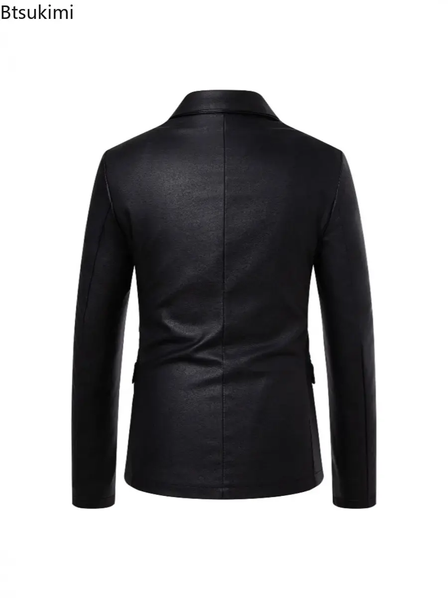 Spring Autumn Fashion Slim Fit Men's Leather Jacket Casual Style Dress Coat Jackets Male Foreign Trade Motorcycle Leather Coats