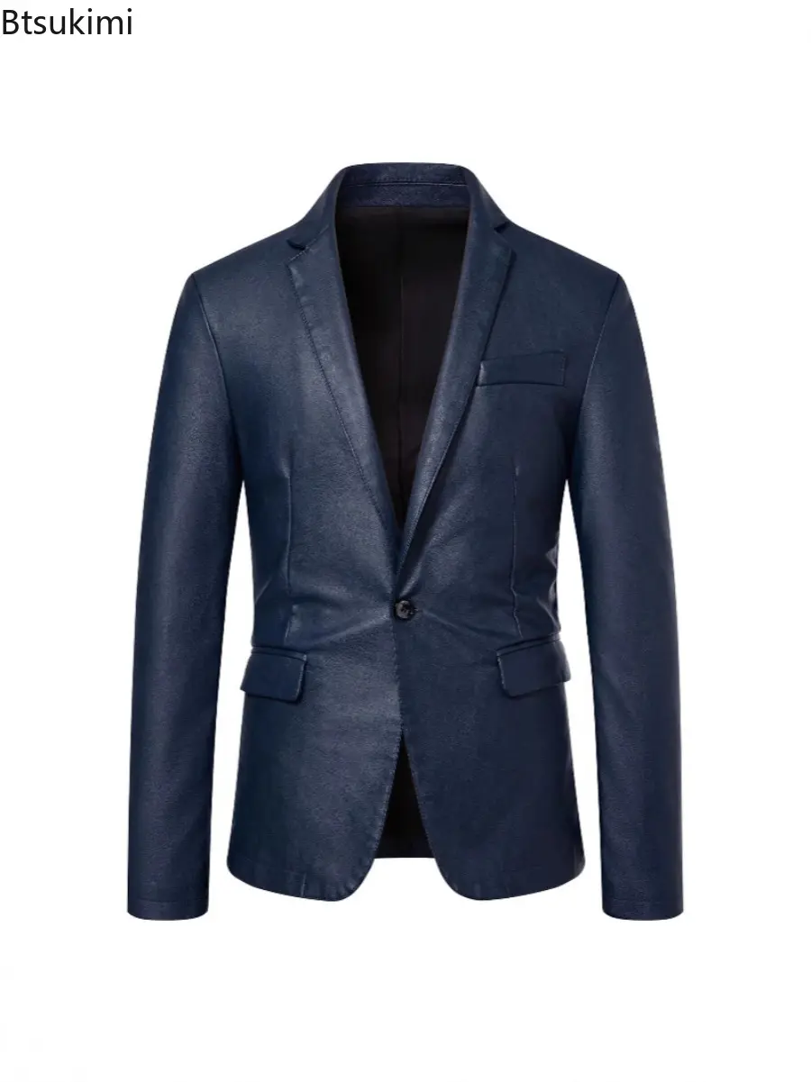 Spring Autumn Fashion Slim Fit Men's Leather Jacket Casual Style Dress Coat Jackets Male Foreign Trade Motorcycle Leather Coats