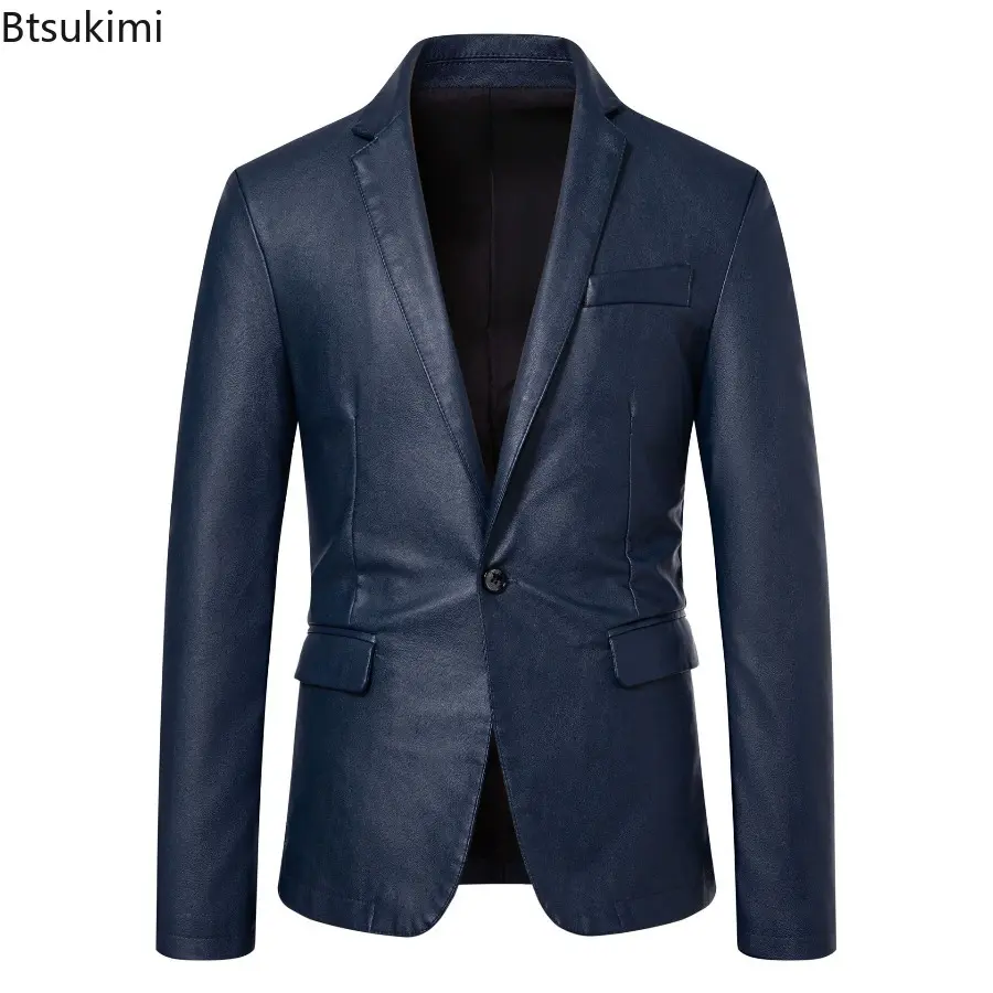 Spring Autumn Fashion Slim Fit Men's Leather Jacket Casual Style Dress Coat Jackets Male Foreign Trade Motorcycle Leather Coats