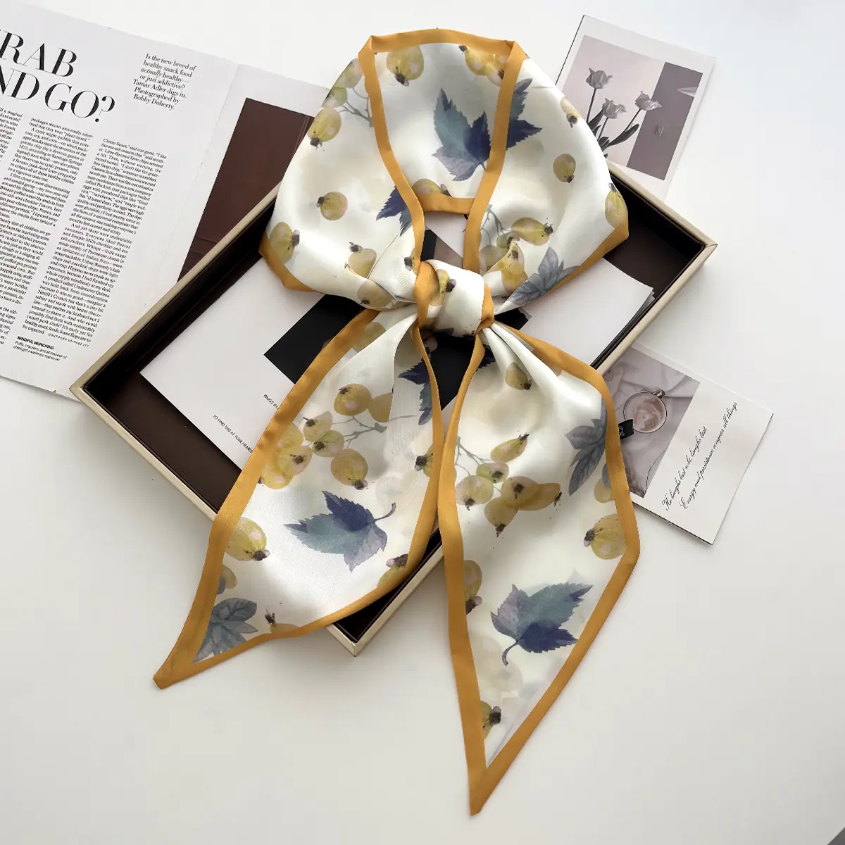 Fashion Print Hair Ribbon Scarf Women Neck Tie Bag Scarfs Soft Satin Skinny Headscarves Ladies Foulard Floral Bands 2025 New