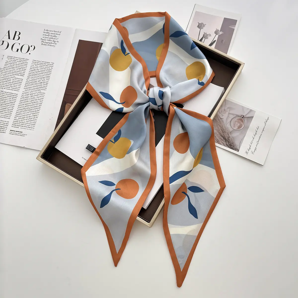 Fashion Print Hair Ribbon Scarf Women Neck Tie Bag Scarfs Soft Satin Skinny Headscarves Ladies Foulard Floral Bands 2025 New