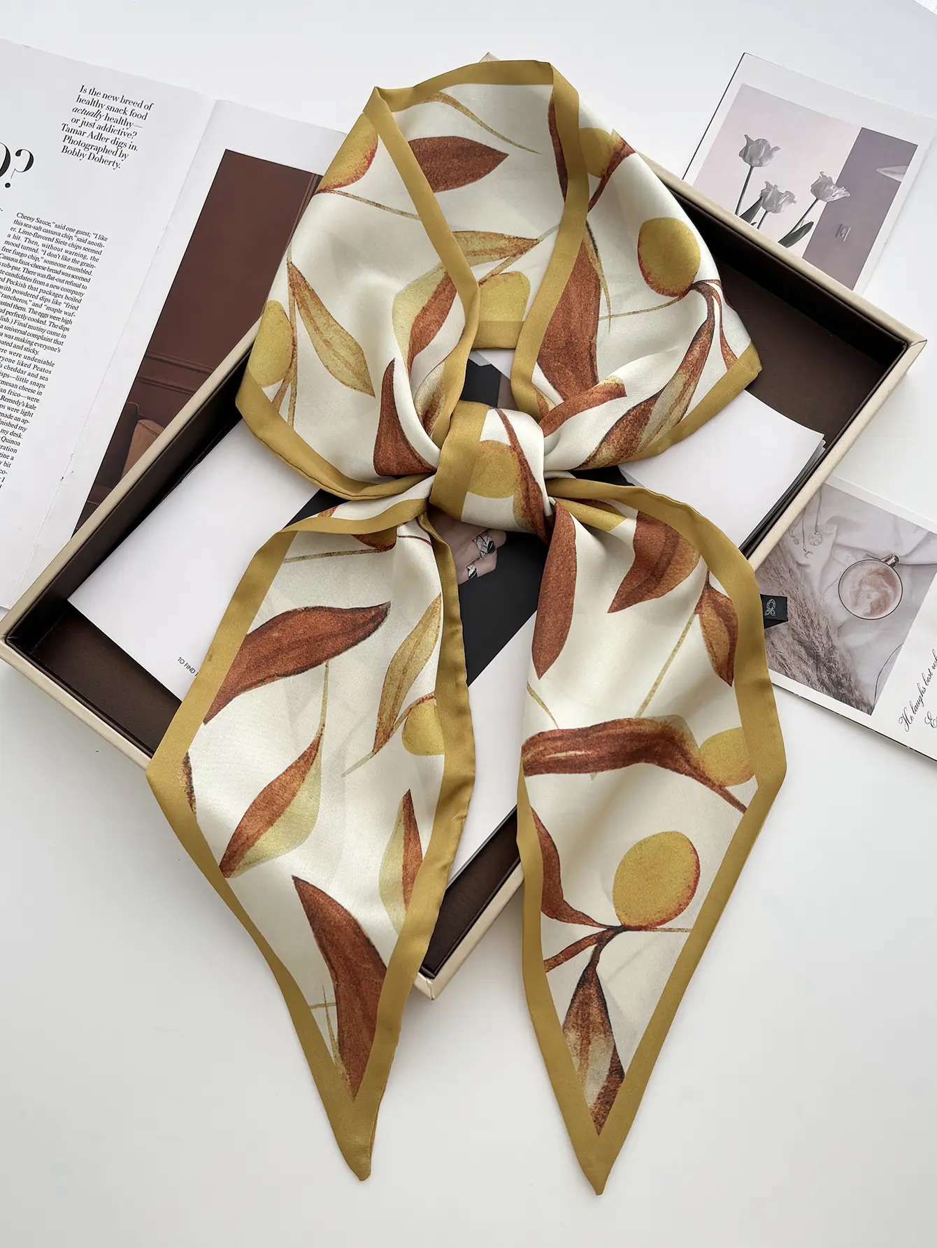 Fashion Print Hair Ribbon Scarf Women Neck Tie Bag Scarfs Soft Satin Skinny Headscarves Ladies Foulard Floral Bands 2025 New