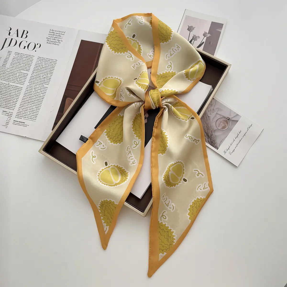Fashion Print Hair Ribbon Scarf Women Neck Tie Bag Scarfs Soft Satin Skinny Headscarves Ladies Foulard Floral Bands 2025 New