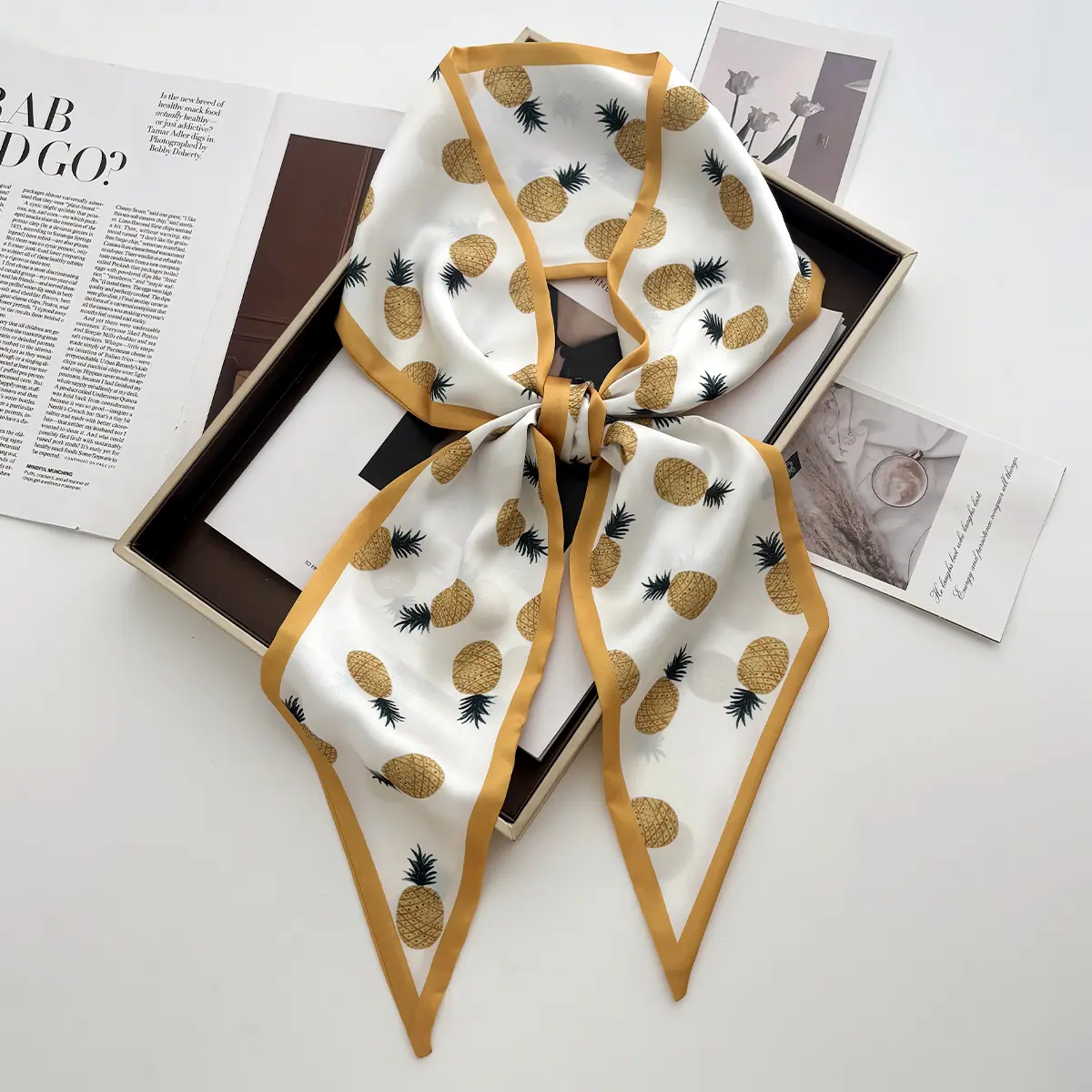 Fashion Print Hair Ribbon Scarf Women Neck Tie Bag Scarfs Soft Satin Skinny Headscarves Ladies Foulard Floral Bands 2025 New