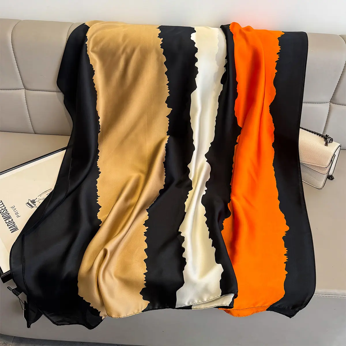 Luxury Brand Women Summer Silk Scarves Shawls Lady Wraps Soft Female Geometry Beach Stole Bandanna Foulard Muffler