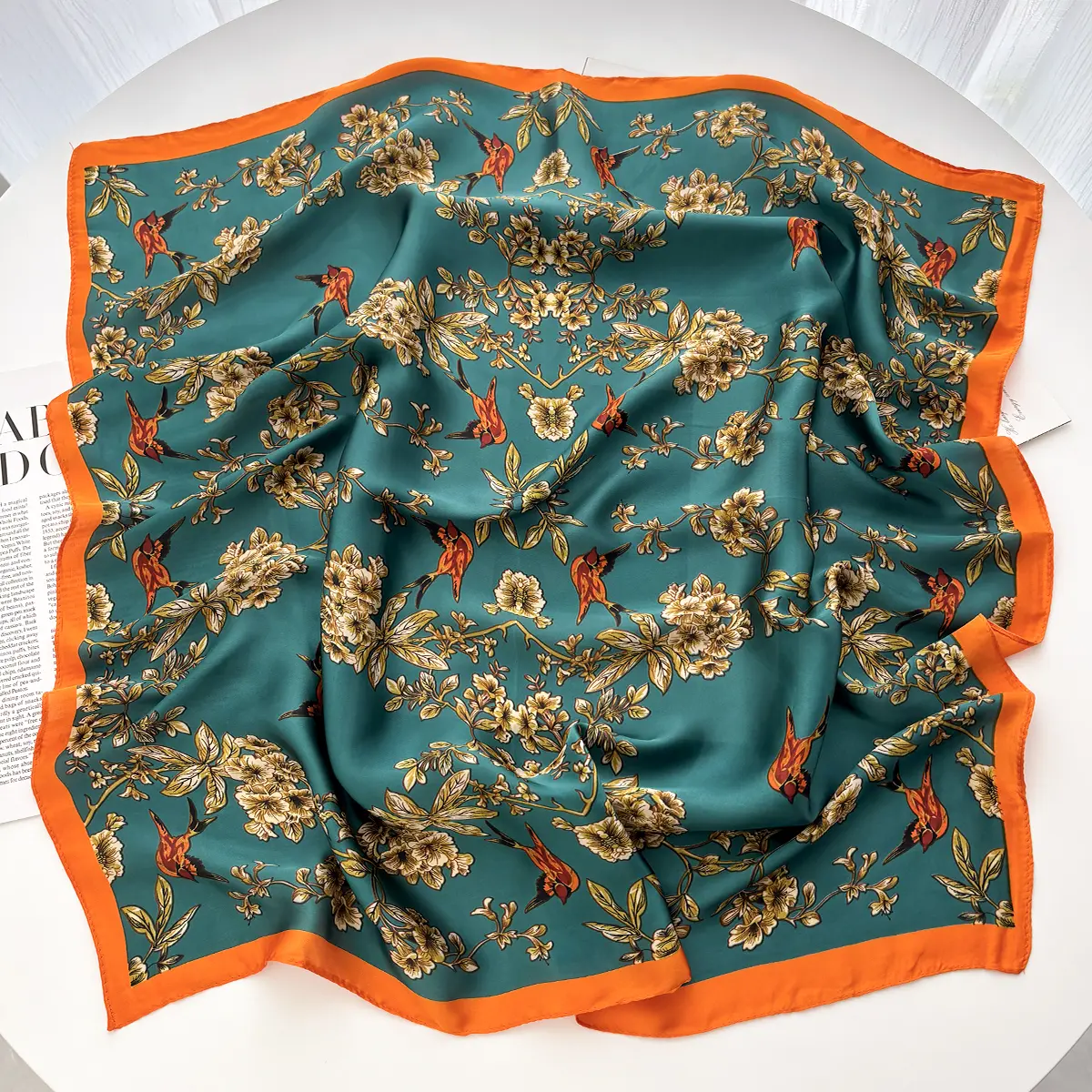Luxury Satin Chain Printed Square Scarf Elegant Thin Breathable Decorative Neck Scarves Windproof Headscarf For Women