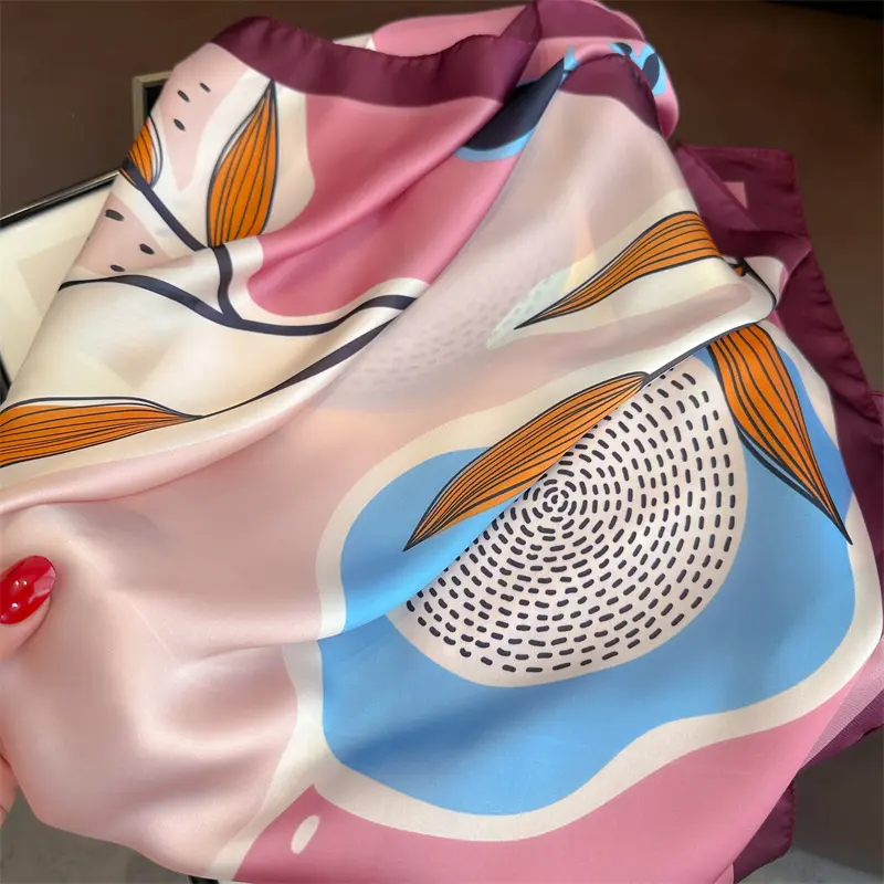 Women Imitation Silk Scarf Square Hairbands Foulard Female Floral Neckerchief Bandana Scarves Lady Small Hijab 70*70cm
