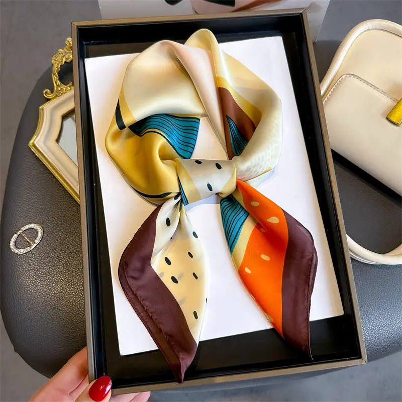 Women Imitation Silk Scarf Square Hairbands Foulard Female Floral Neckerchief Bandana Scarves Lady Small Hijab 70*70cm