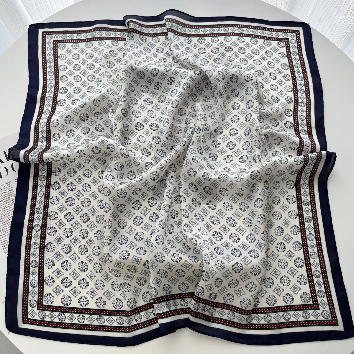 Luxury Floral Print Square Scarf Women Hijab Hair Bands Neckerchief Female Satin Shawl Ribbon Headband Fashion Wraps Bandana