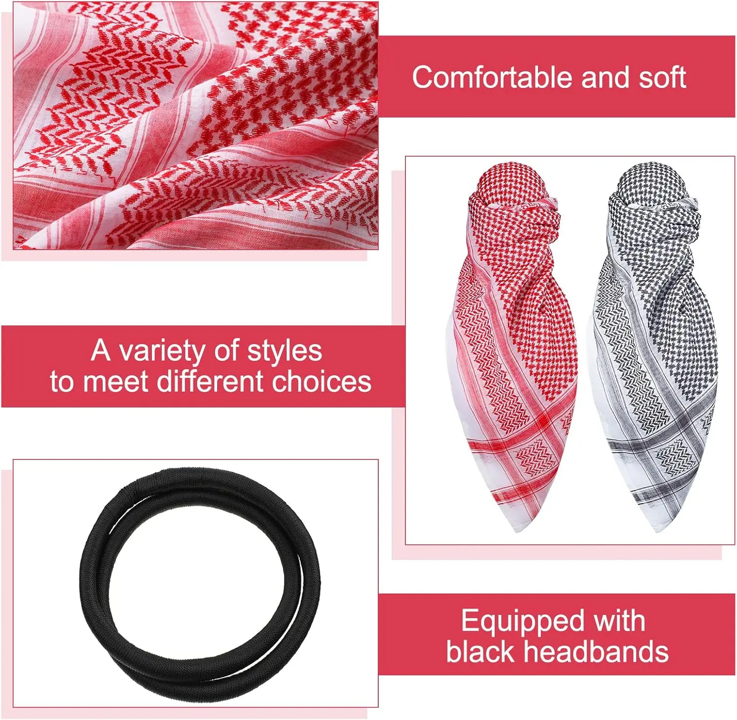 2 Pcs Arab Head Scarf for Men with Lgal Aqel Rope Middle East Desert Shemagh Wrap Arab Costume