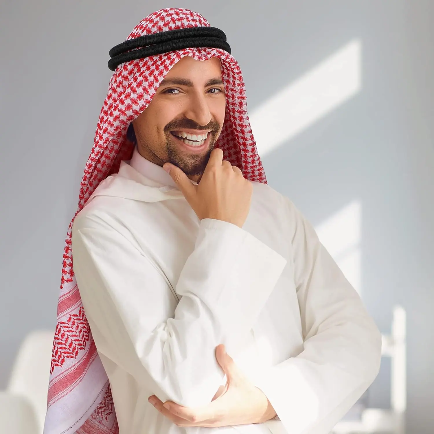 2 Pcs Arab Head Scarf for Men with Lgal Aqel Rope Middle East Desert Shemagh Wrap Arab Costume
