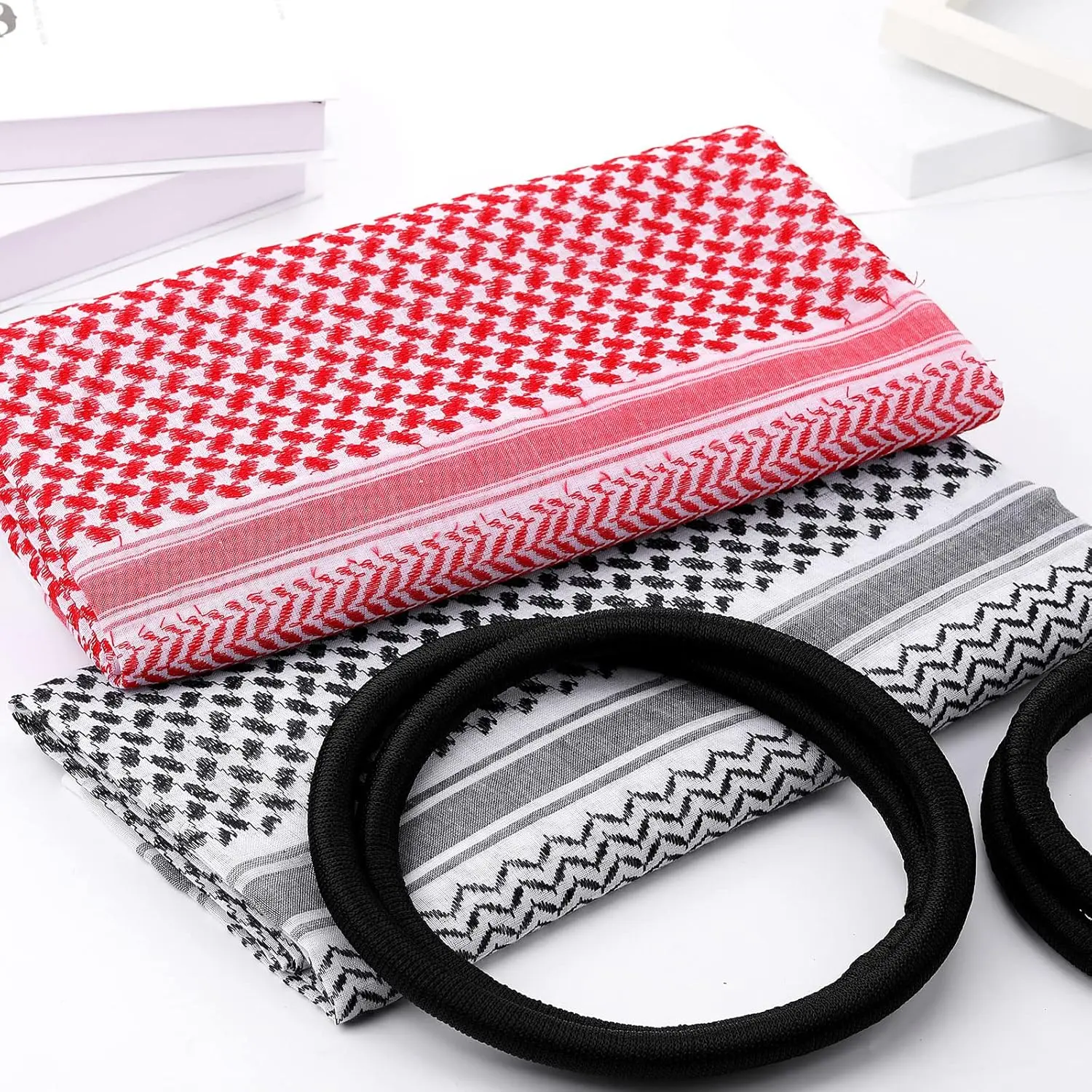 2 Pcs Arab Head Scarf for Men with Lgal Aqel Rope Middle East Desert Shemagh Wrap Arab Costume