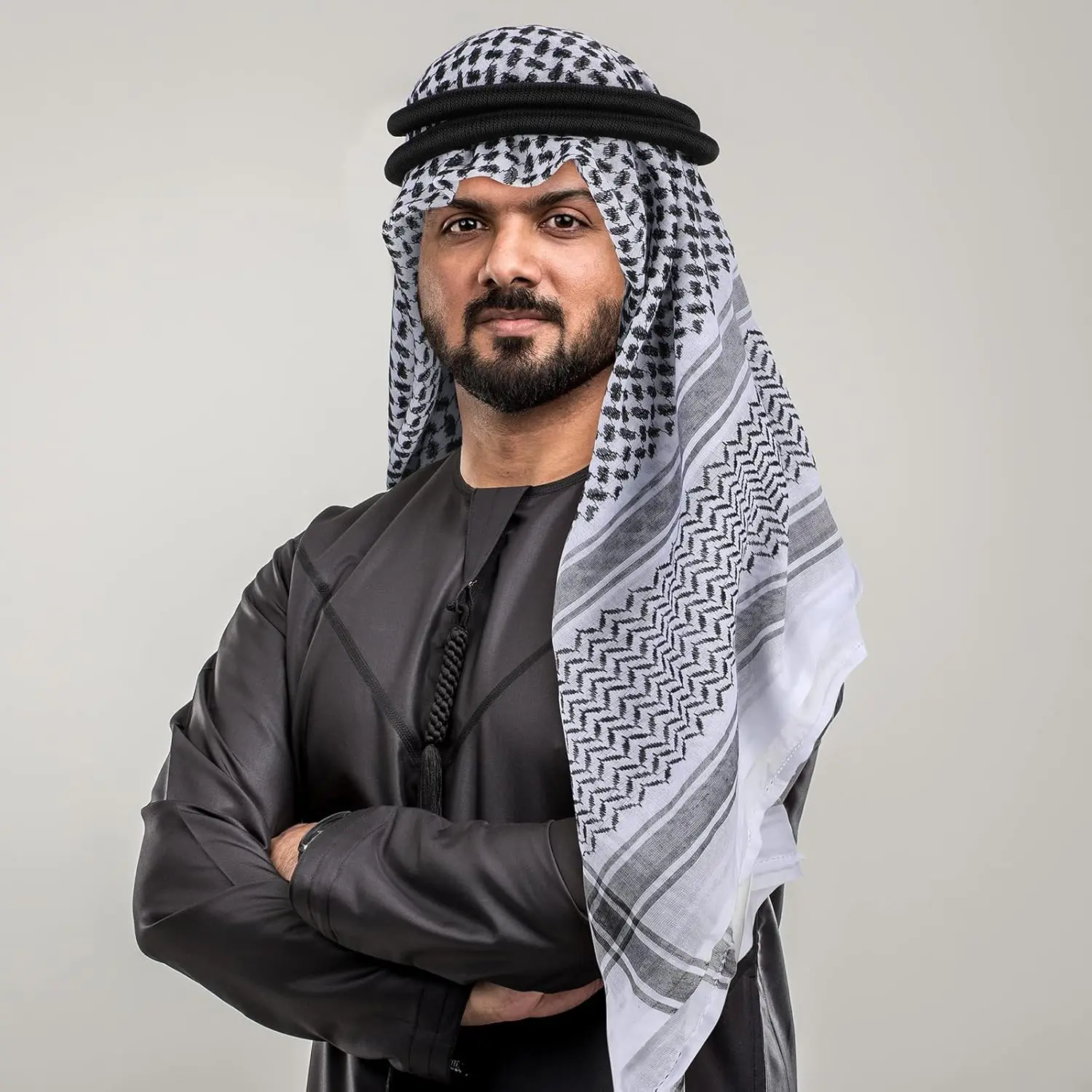 2 Pcs Arab Head Scarf for Men with Lgal Aqel Rope Middle East Desert Shemagh Wrap Arab Costume