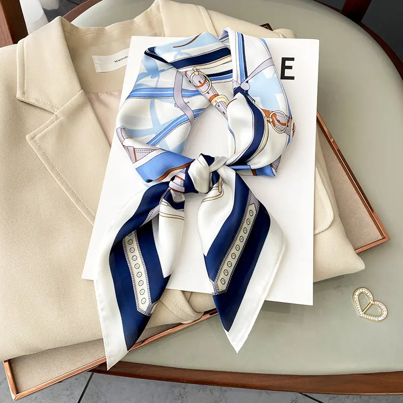 Fashion Silk Satin Hijab Scarf For Women Printed Kerchief Hair Scarfs Female Square Shawl Wraps Neck Scarfs For Ladies