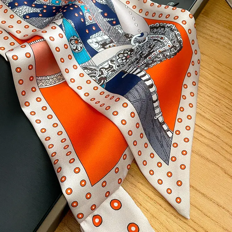 Silk Neckerchief Scarf for Women Luxury Ribbon Skinny Design Satin Hand Wrist Wrap Headband Foulard Shawl Hair Bands Accessorie