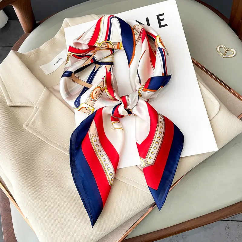Fashion Silk Satin Hijab Scarf For Women Printed Kerchief Hair Scarfs Female Square Shawl Wraps Neck Scarfs For Ladies