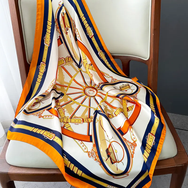 Fashion Silk Satin Hijab Scarf For Women Printed Kerchief Hair Scarfs Female Square Shawl Wraps Neck Scarfs For Ladies