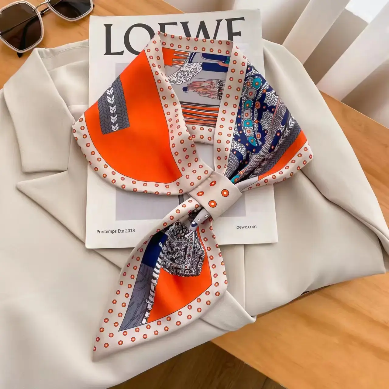 Silk Neckerchief Scarf for Women Luxury Ribbon Skinny Design Satin Hand Wrist Wrap Headband Foulard Shawl Hair Bands Accessorie