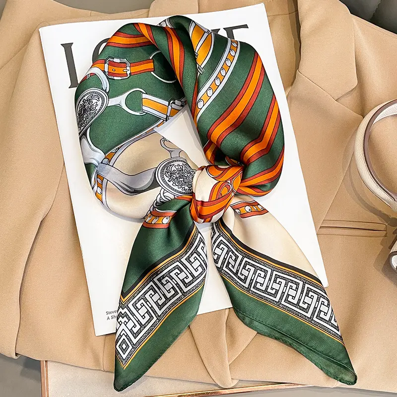 Luxury 2024 Square Silk Scarf for Women Hijab Hair Bands Neckerchief Female Satin Shawl Ribbon Headband Fashion Wraps Bandana