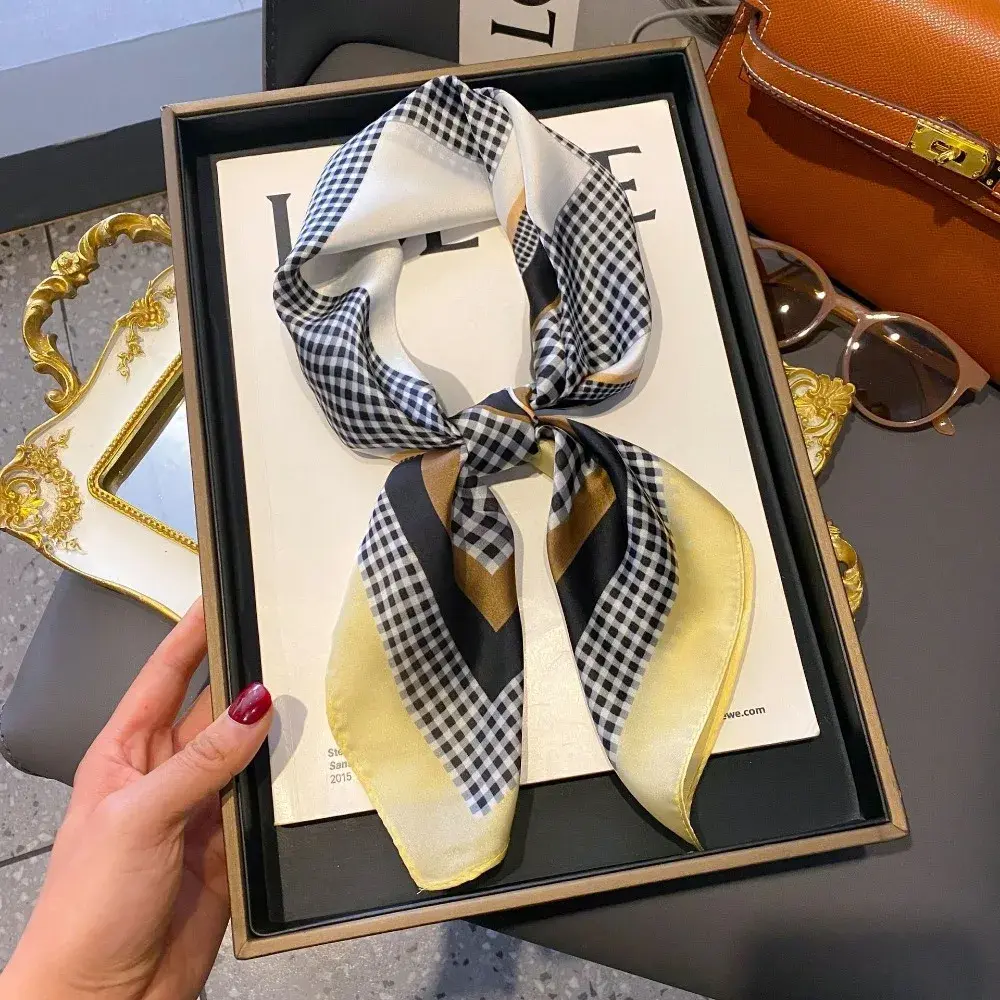 Fashion 70cm Silk Feeling Square Scarf Women Satin Neck Tie Female Hair Bandana Headkerchief Shawl Wrap Hijab Echarpe