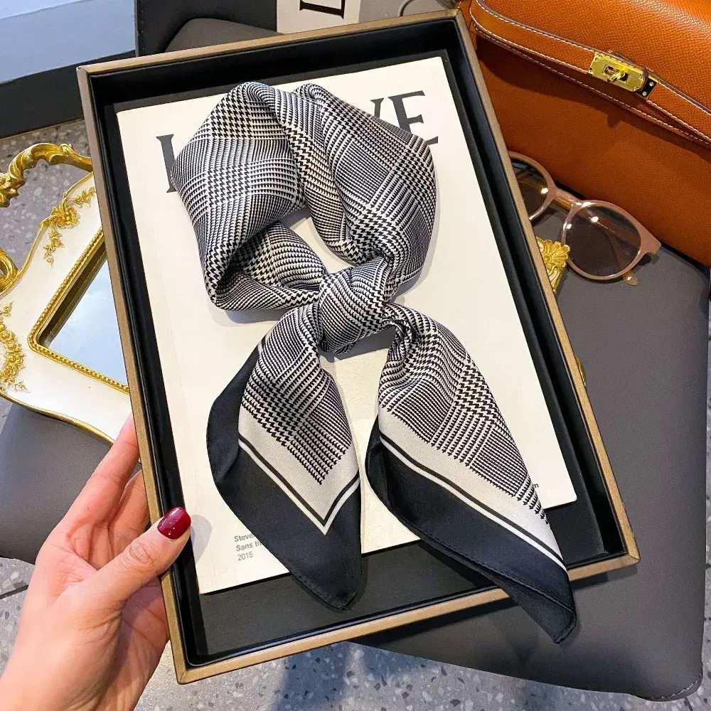 Fashion 70cm Silk Feeling Square Scarf Women Satin Neck Tie Female Hair Bandana Headkerchief Shawl Wrap Hijab Echarpe