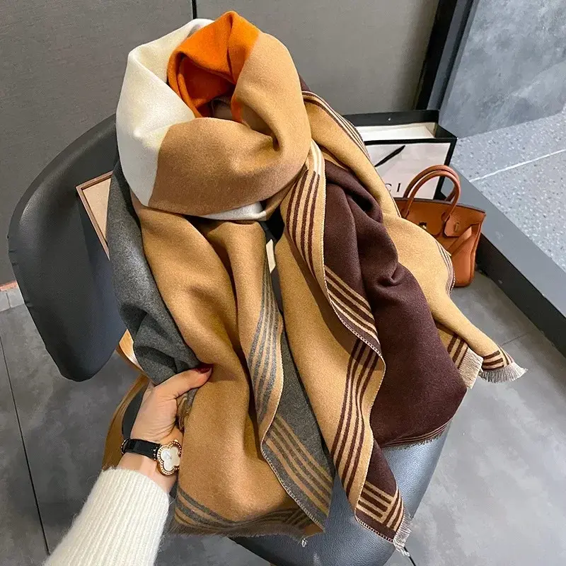 Luxury Cashmere Sacarf For Women Print Thick Winter Blanket With Tassel Large Shawl And Wrap Bufanda Warm Poncho