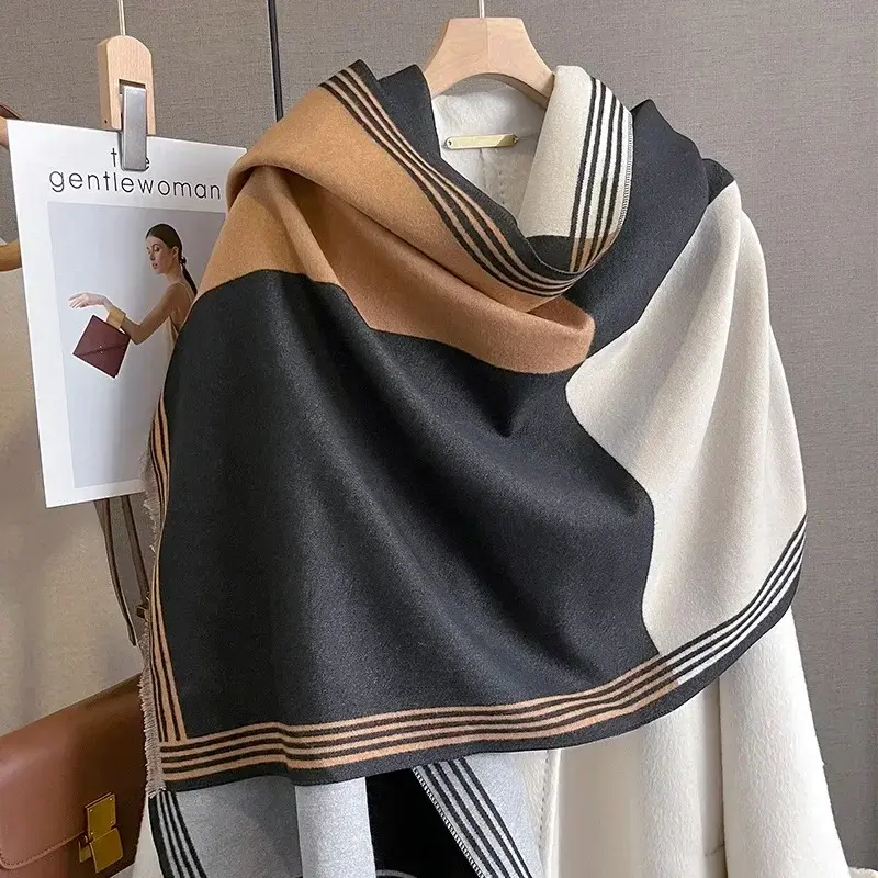 Luxury Cashmere Sacarf For Women Print Thick Winter Blanket With Tassel Large Shawl And Wrap Bufanda Warm Poncho