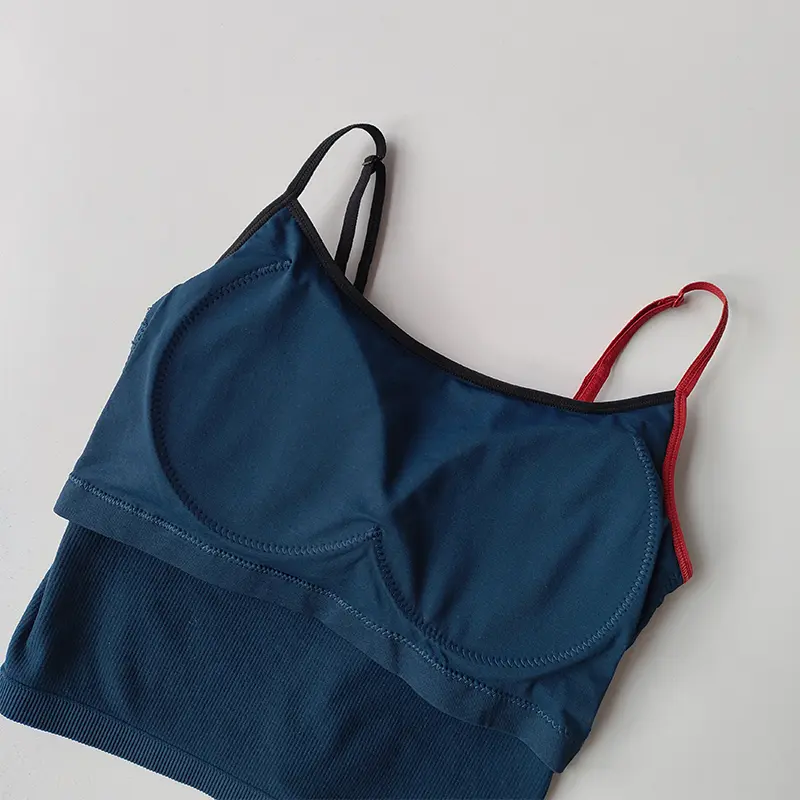 Sports Underwear Yoga Suit Thin Shoulder Suspender Women's One-piece Cup Fixed Chest Pad Top Summer Fitness Vest Bra