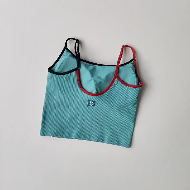 Sports Underwear Yoga Suit Thin Shoulder Suspender Women's One-piece Cup Fixed Chest Pad Top Summer Fitness Vest Bra