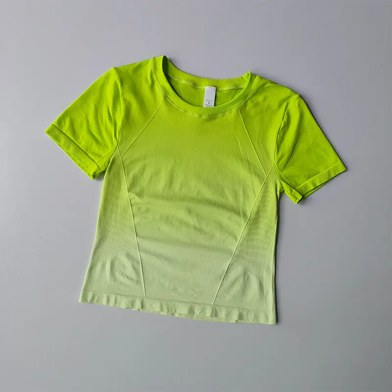 Yoga Top Light Fitting Elastic Quick Drying Sports T-shirt for Women's Personalized Fitness Short Sleeved Summer Thin Style