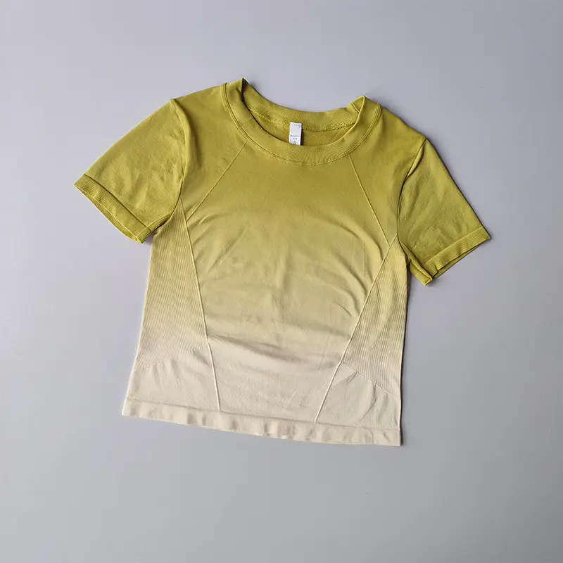 Yoga Top Light Fitting Elastic Quick Drying Sports T-shirt for Women's Personalized Fitness Short Sleeved Summer Thin Style