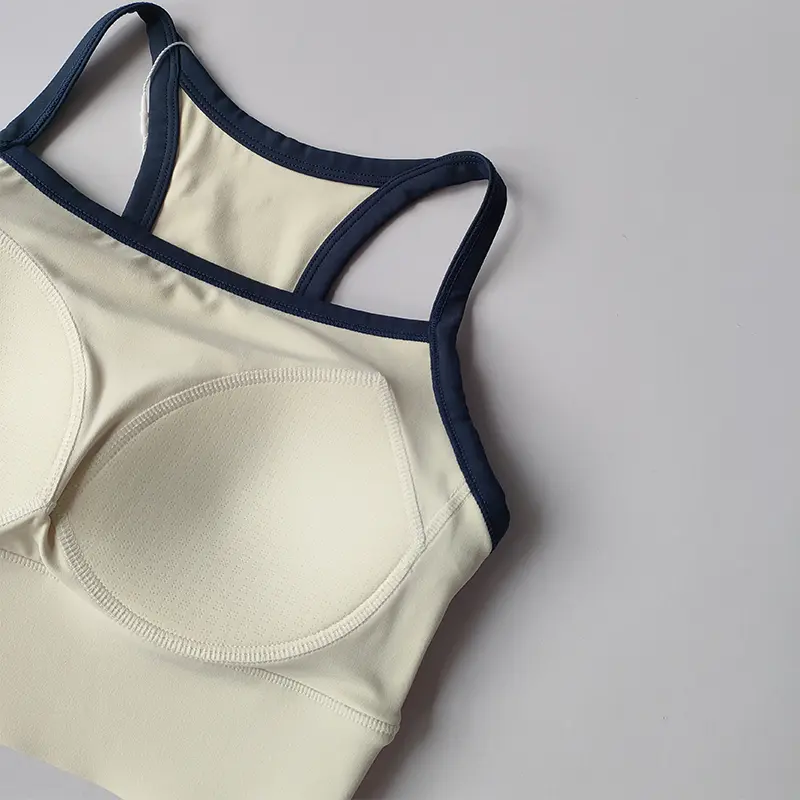 New Contrasting American Retro Sports Lingerie with High Strength Chest Pad Yoga Beautiful Back Commuting Gym Outer Wear Vest