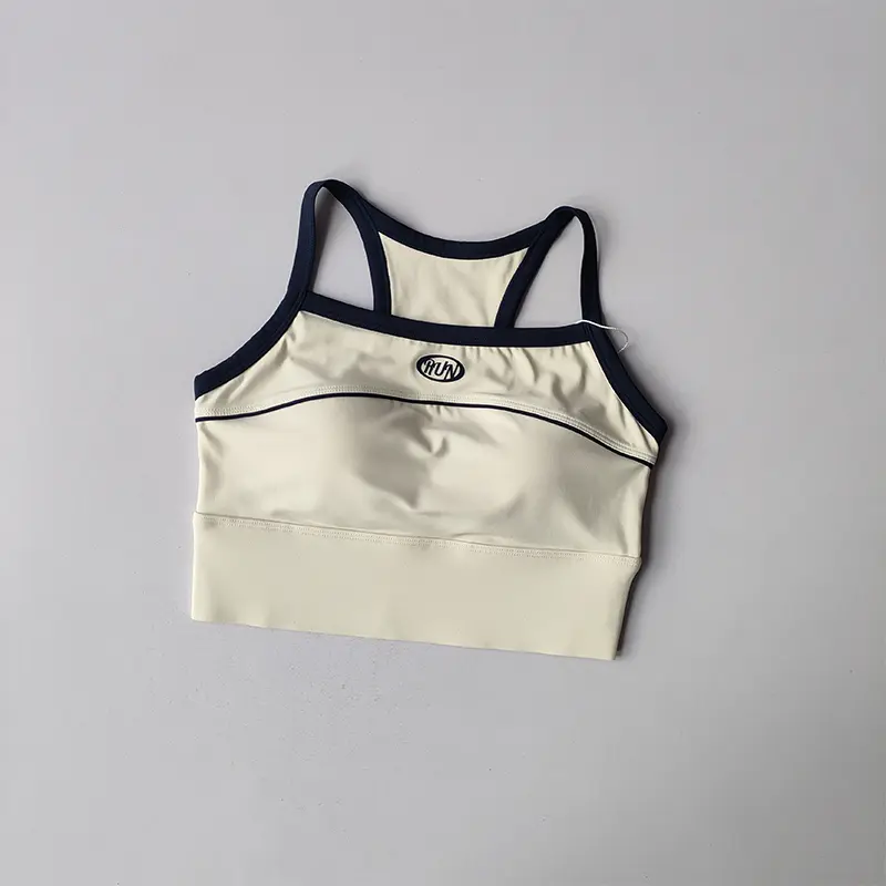 New Contrasting American Retro Sports Lingerie with High Strength Chest Pad Yoga Beautiful Back Commuting Gym Outer Wear Vest