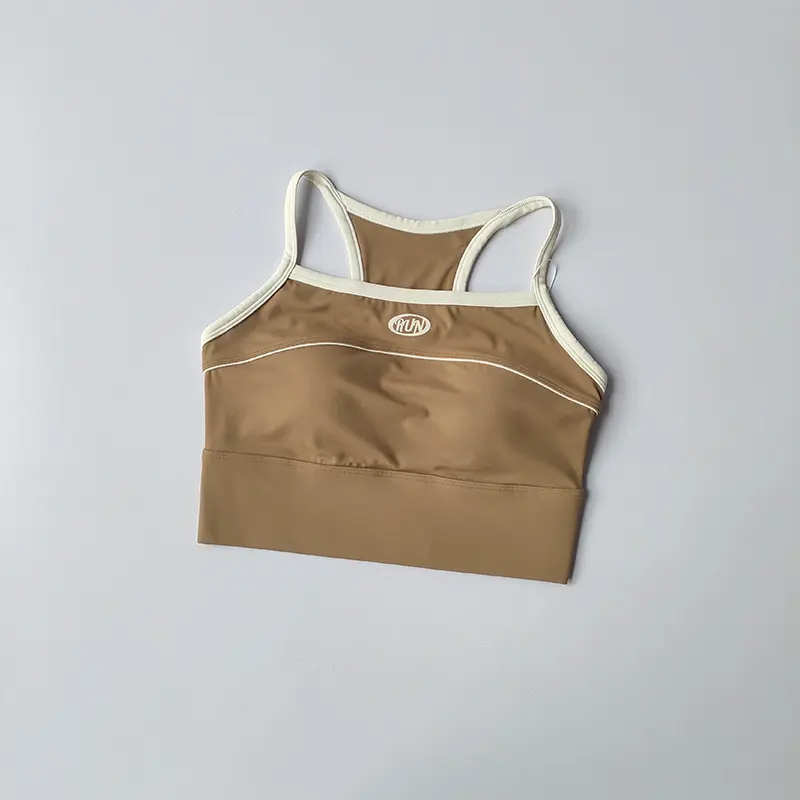 New Contrasting American Retro Sports Lingerie with High Strength Chest Pad Yoga Beautiful Back Commuting Gym Outer Wear Vest