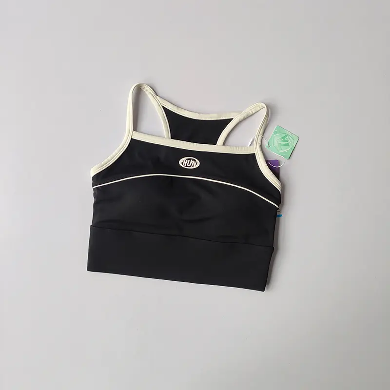 New Contrasting American Retro Sports Lingerie with High Strength Chest Pad Yoga Beautiful Back Commuting Gym Outer Wear Vest