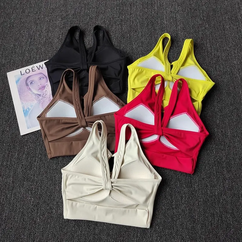 High-intensity Integrated Sports Underwear Gathering Shock-proof Yoga Bra Breathable and Zipped Breasts Fitness Suit Vest