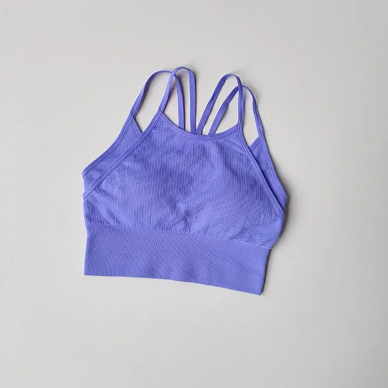 High Strength Thin Belt Fake Two-piece Yoga Vest Integrated Sports Bra Women's Shockproof Quick Drying Running Fitness Bra